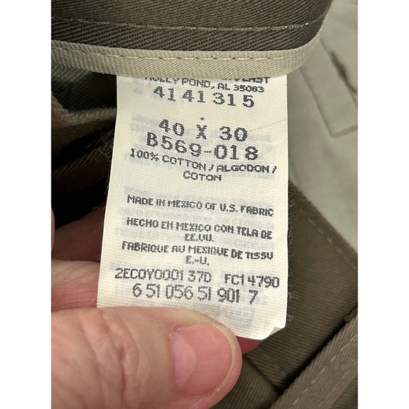 Lee Pants Mens 44x30 Khaki Green Double Pleat Relaxed Fit Tapered Leg Casual - Picture 5 of 9